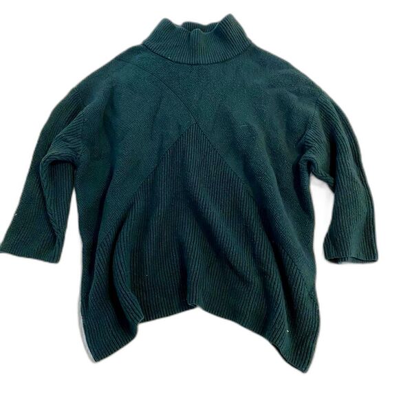 Talbots size 3Xp Dark Evergreen Ribbed Turtleneck Flowy Wool Blend Sweater - Picture 1 of 10